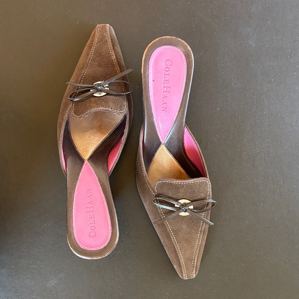 Cole Haan Women's Brown Mules with Black Bow